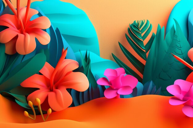 Vibrant Summer Themed 3D Abstract Background