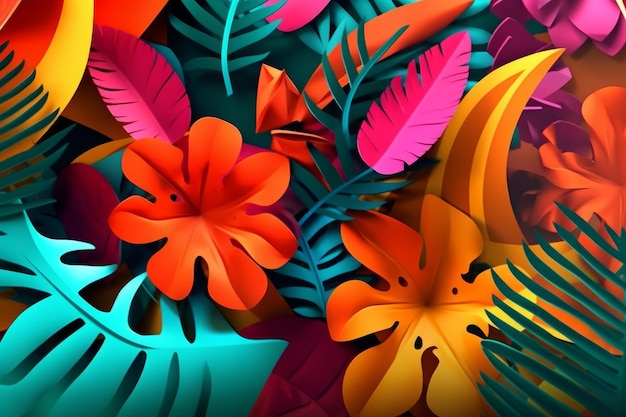 Vibrant Summer Themed 3D Abstract Background