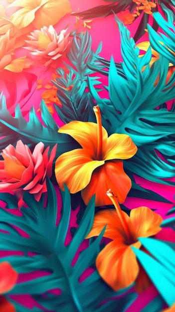 Vibrant summer themed 3d abstract background