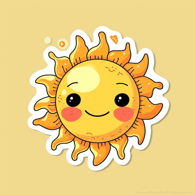 Photo a vibrant sun sticker with radiant rays a smiling face in the center adorned with cheerful eyes