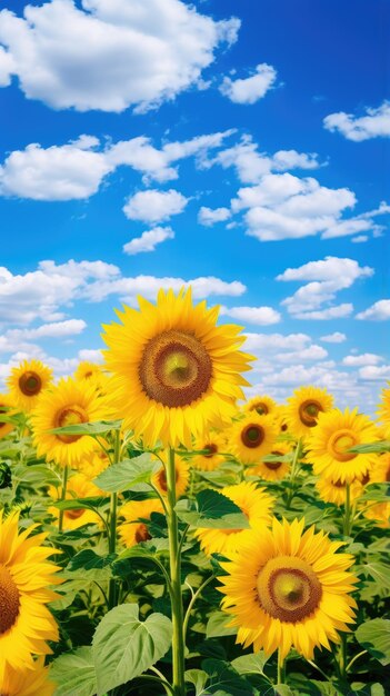 Vibrant sunflower field under blue sky wallpaper for the phone