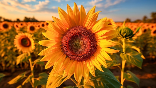 Vibrant Sunflower in a Field of Flowers A Generative AI Masterpiece