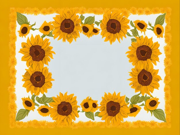 Vibrant sunflower square frame illustration for summer designs generative ai