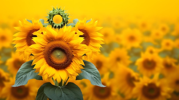Vibrant sunflower with green stem standing tall in a beautiful field stock image for n