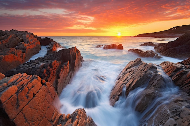 Vibrant sunset at the beach