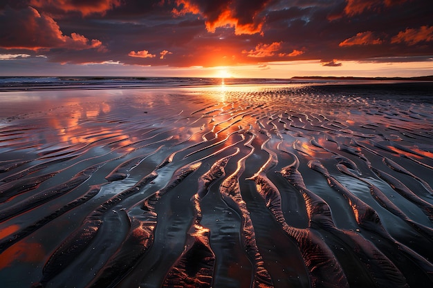 晴れた夕暮れが砂浜を照らし静かな風景を生み出します コンセプト ビーチ 夕暮れ やかな風景 鮮やかな色彩 砂浜 麗な風景