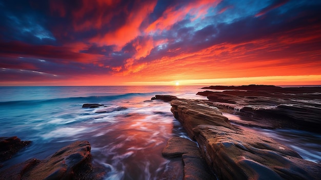 Vibrant sunset over the ocean