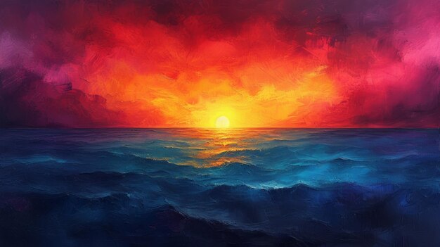 Vibrant sunset over the ocean