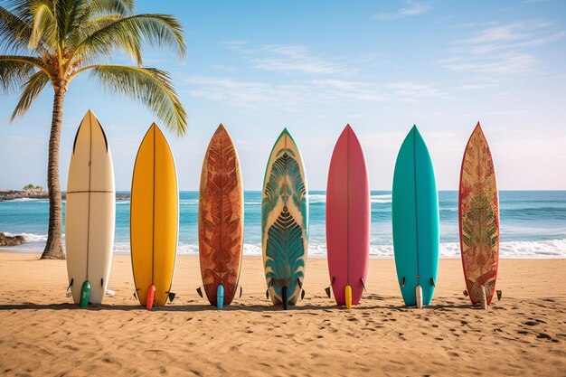 Vibrant Surfboards op Sandy Shores Generative door Ai