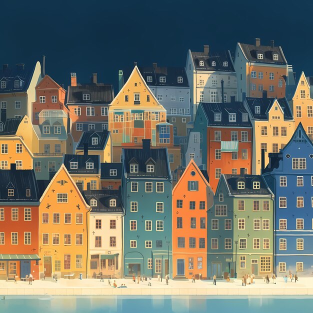 사진 vibrant swedish townscape