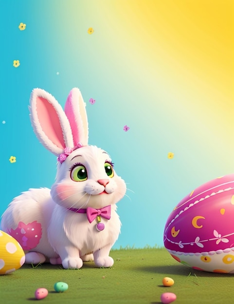 vibrant sweet Easter Bunny banner colorful background