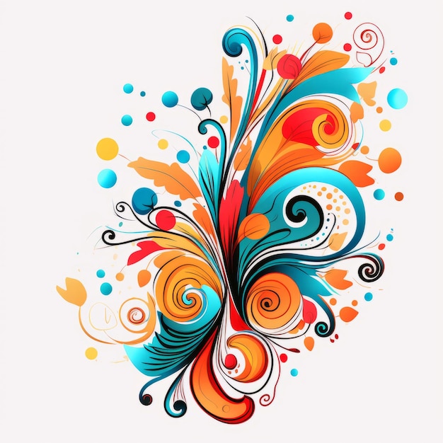 Foto vibrant swirl flower illustration per l'arte astratta doodle e disegni di matrimonio