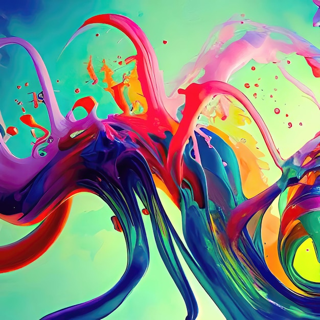 Vibrant Swirling Explosion of Colorful Ink