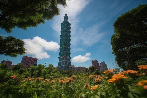 Vibrant Taipei Taipei 101 gardens and culture generative IA