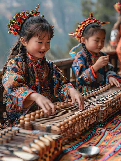 Foto un vivace arazzo di feste di vicinato, feste e attività comunitarie per diversi divertimenti familiari