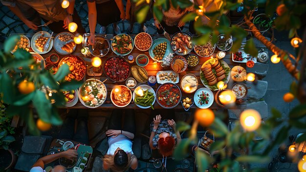 Foto un vivace arazzo di feste di vicinato, feste e attività comunitarie per diversi divertimenti familiari