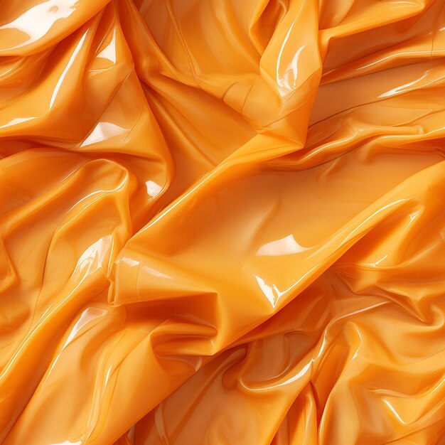 Vibrant textures wrinkled plastic wrap on an orange background