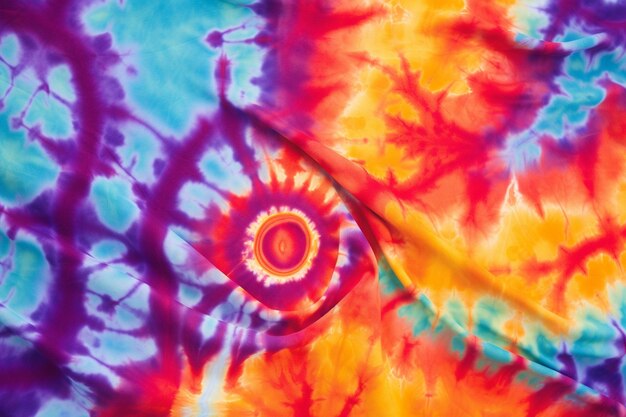 Photo vibrant tiedye fabric texture with swirling colors texture background pattern