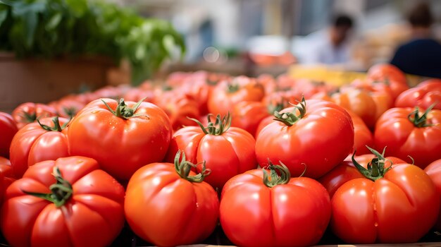 Vibrant tomatoes in a traditional greek market fresh and ripe