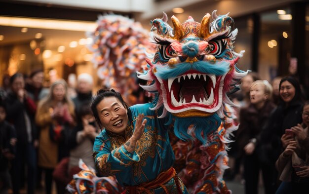 Foto il vibrante drago tradizionale nella danza