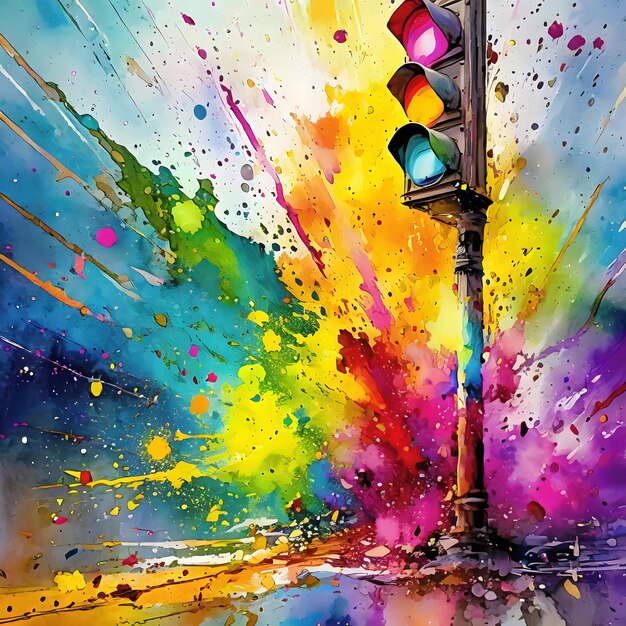 Vibrant traffic light