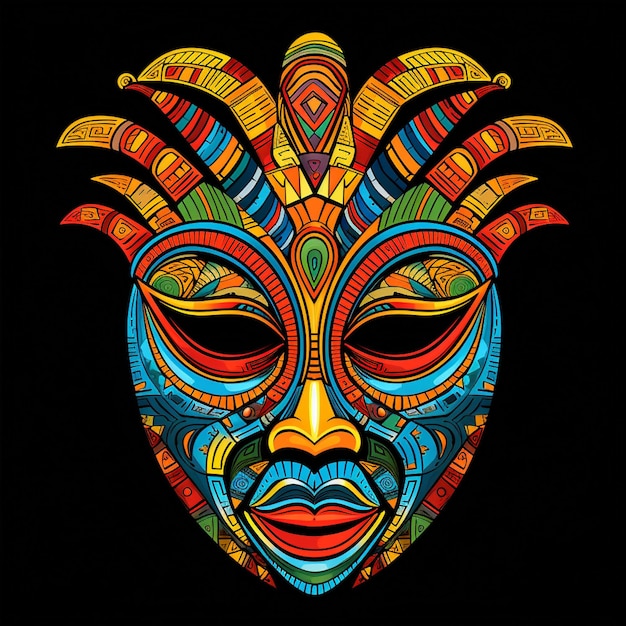 Photo vibrant tribal mask symbolizing unity of art culture and spirituality