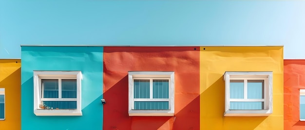 Photo vibrant trio of tautinspired buildings concept architecture photography vibrant colors facade details urban design