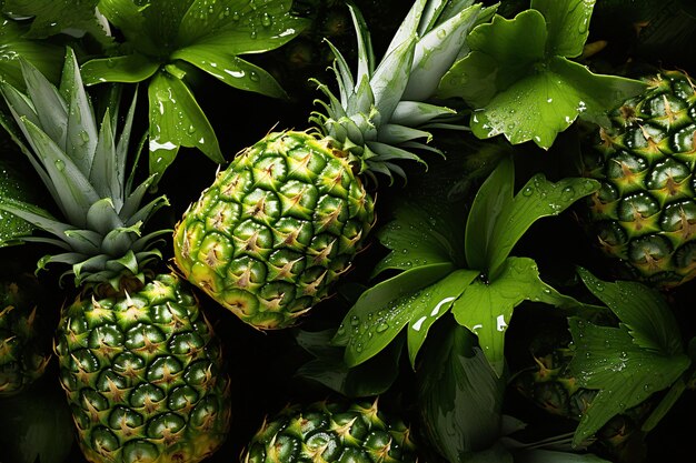 Vibrant Tropical Pineapples Perched Majestically on Lush Green Bush A Generative AI Masterpiece