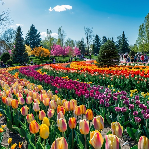 Premium Photo Vibrant Tulip Display at Ottawa Tulip Festival