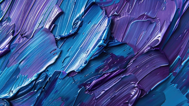 Vibrant Ultramarine Brush Strokes on Purple Canvas