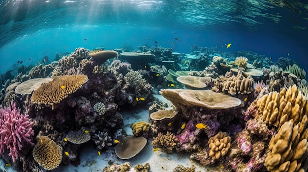 Vibrant underwater coral reef