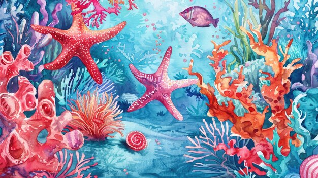 Vibrant Underwater Watercolor