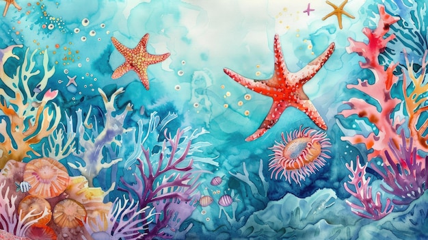 Photo vibrant underwater watercolor