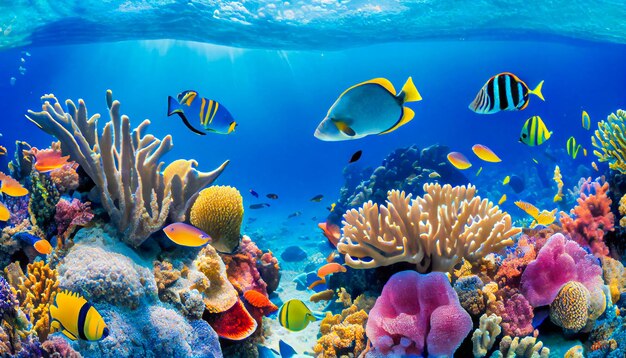 Живой подводный мир красочных тропических рыб Взгляд на разнообразную и сложную экосистему океана