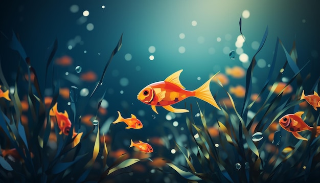 Photo a vibrant underwater world with colorful fish swimming gracefully generated by ai