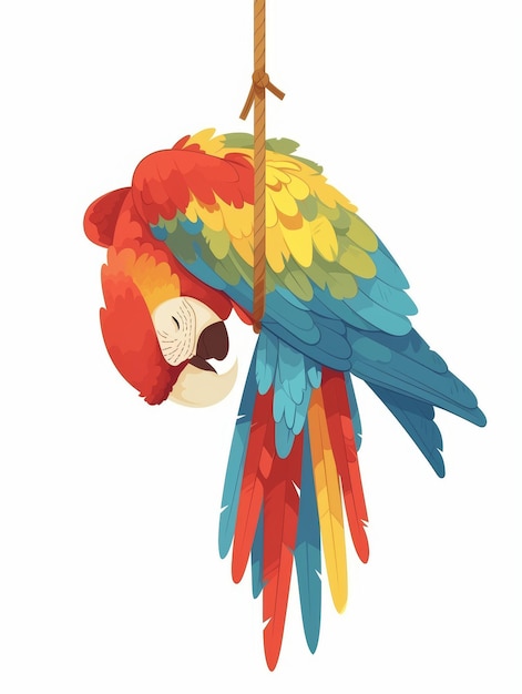 Photo vibrant upsidedown parrot illustration on minimalist background generative ai