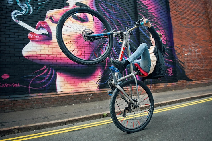 Foto vibrant urban cycling moderne fietsillustratie en fietsmockup voor 3d-ontwerpen en vectorkunst c