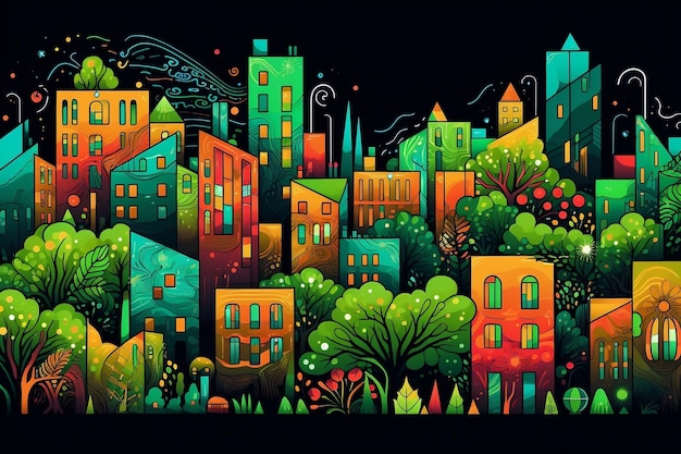 Vibrant Urban Generation Illustratieve AI