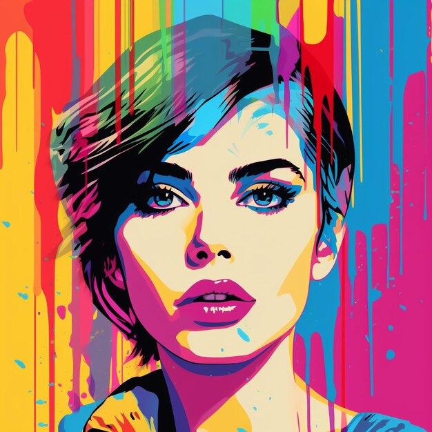 Vibrant Vector Art A Retro Wave of Colorful Female Portraits