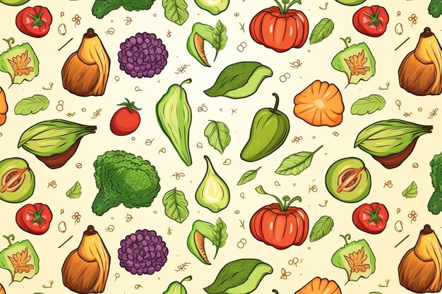 Photo vibrant vegan paradise seamless wallpaper vector for a healthy lifestyle ar 32