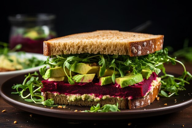 Vibrant Vegan Sandwiches with Beetroot Hummus and Fresh Toppings