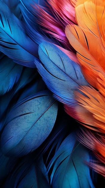 Foto vibrant verenkleed close-up van veelkleurige veren