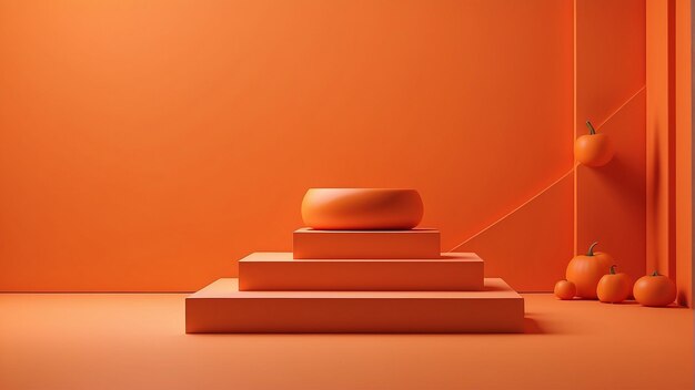Photo vibrant victory orange podium and minimal abstract background