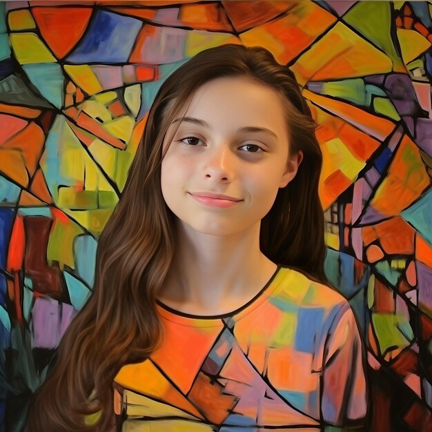 Живое видение Увлекательный школьный портрет шестого класса Ширли Фини в высоком разрешении с абстрактным изображением