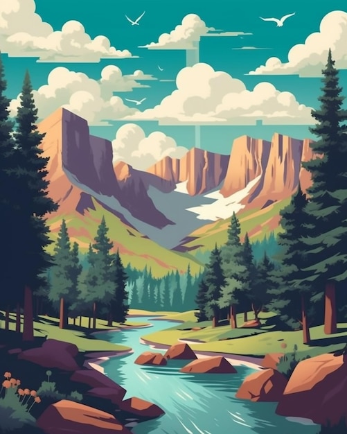 Vibrant Vistas Een heerlijke verzameling platte illustraties