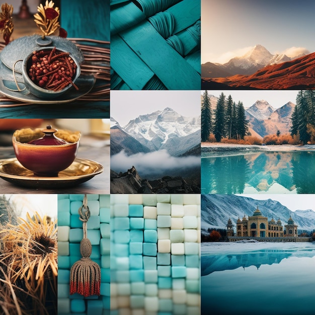 Vibrant wanderlust and travel moodboard