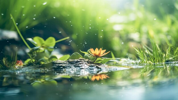 Vibrant Water Lily Blossom A Generative AI Masterpiece
