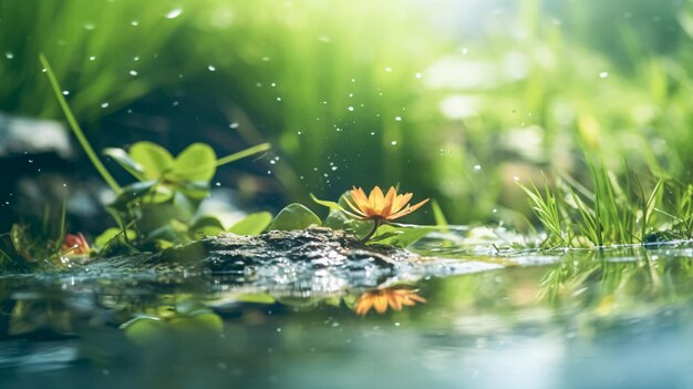 活気のある水蓮の花 創造的なAIの傑作