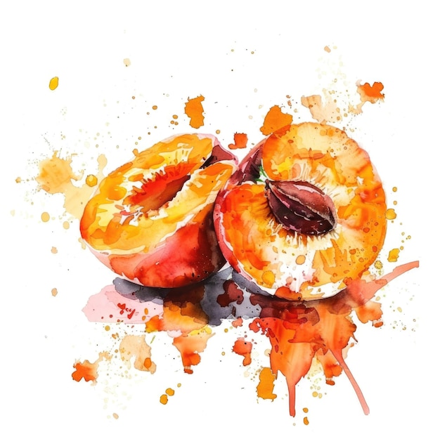 Vibrant watercolor apricots burst with juicy splendor