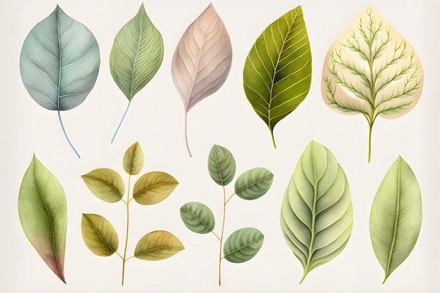 Vibrant Watercolor Collection of dogwood Leaves